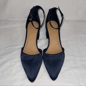Ann Taylor LOFT Satin Block Heel Pointy Toe Pumps